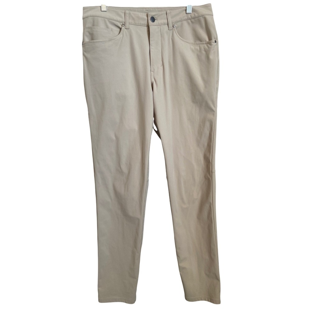 Lululemon ABC Classic Pants 32 Khaki Tan 5 Pocket LM5ADFS Mens Chino